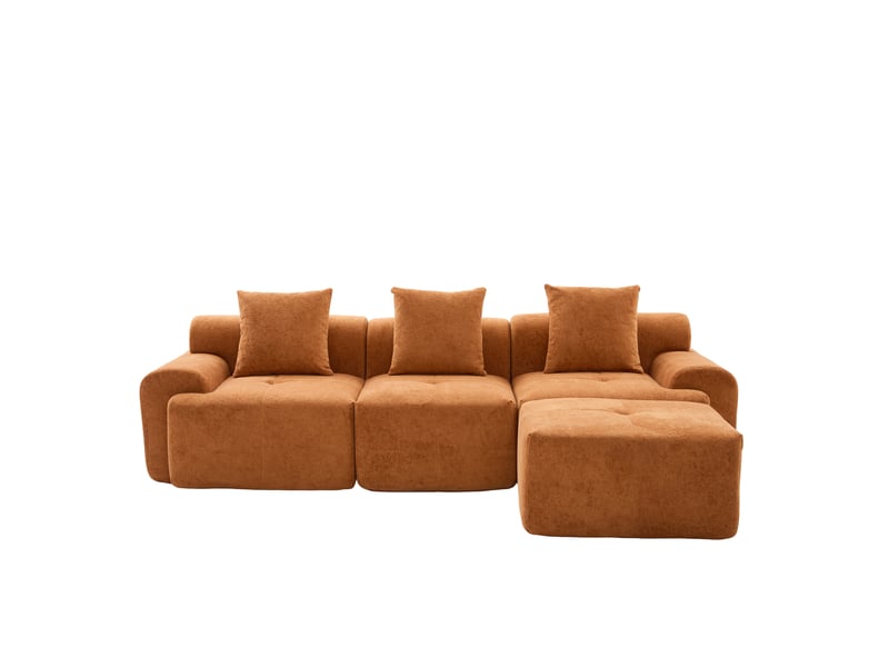  Canapé d'angle modulable orange 3 places - mousse à mémoire de forme - 268x102x78 cm  - Conforama A