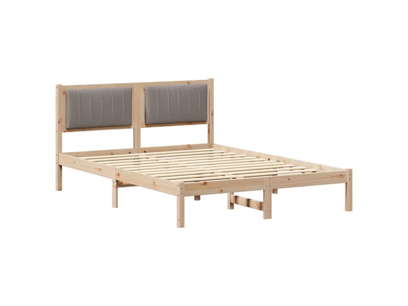 Lit double- lit adulte - cadre de lit avec tête de lit rembourrée taupe 120 x 190 cm - Conforama A