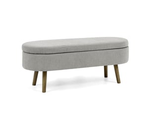 Banc de rangement 110x40x42 cm avec coffre 20 l, pieds en bois, pour chambre et salon, assise en tissu chenille, gris
