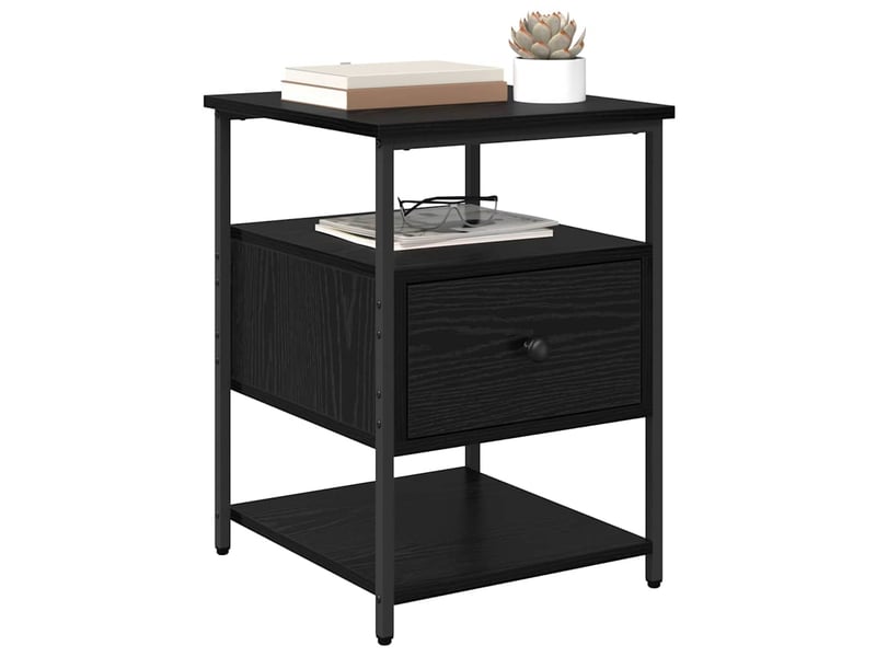  Table de chevet avec tiroir 2 pièces chêne noir 40 x 42 x 56 cm  - Conforama C