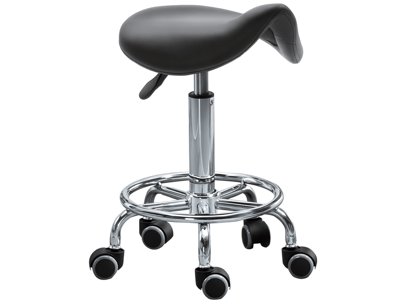  Tabouret réglable en hauteur avec 5 roulettes et assise ergonomique rembourrée en mousse de 36.2x37.5x51-66 cm en noir  - Conforama A