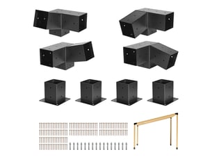 Vevor kit support de pergola 3 voies 4 bases pour poutres toit incliné 92x92 mm