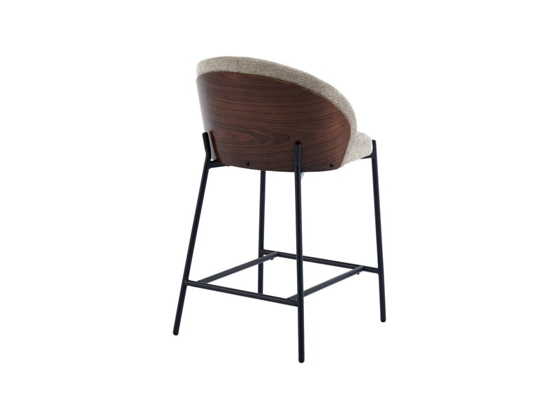  Lot de 2 tabourets de bar bois de peuplier teinté noyer. Acier noir et tissu texturé taupe - paul  - Conforama C