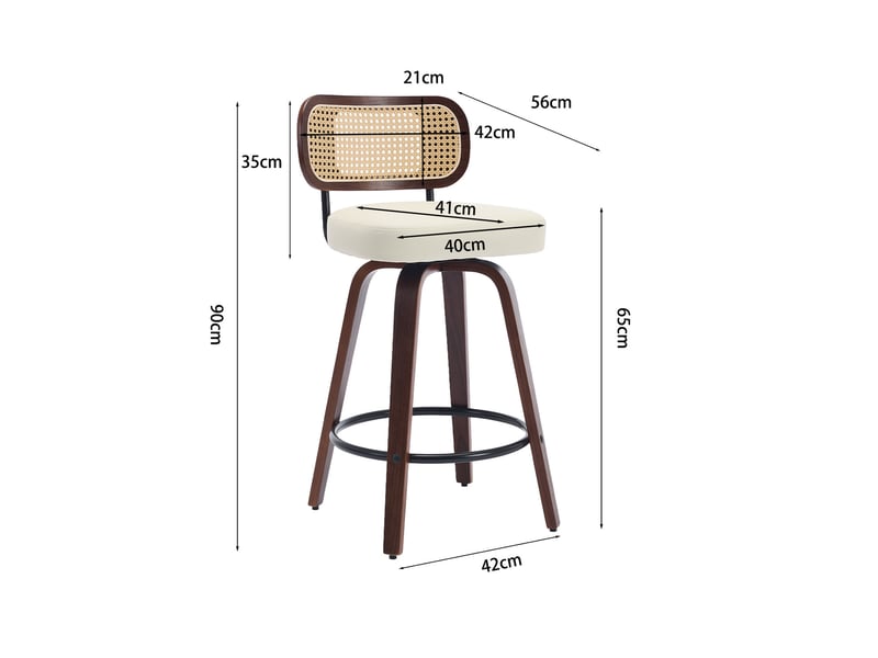  Tabouret de bar pivotant lot de 3 dossier cannage beige cravdom  - Conforama E
