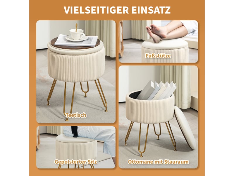  Banc avec espace de rangement, banquette rembourrée 2 en 1 avec couvercle, banquette de lit aspect velours, pour couloir, chambre, salon, structure 838-462V00CW - Conforama E