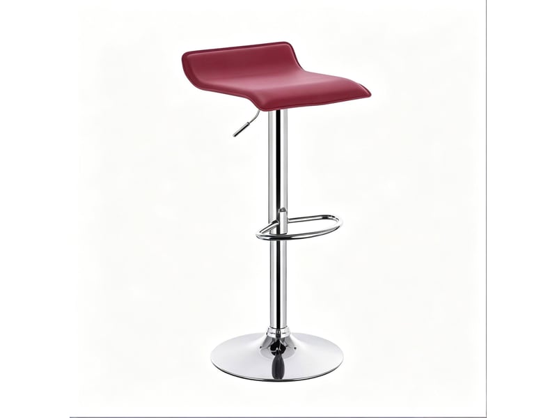  Tabouret de bar réglable pivotant 360° en similicuir bordeaux  - Conforama A