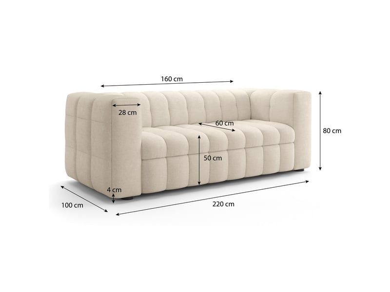 Canapé capitonné convertible 3 places en tissu chenille beige - ouverture express - cester Cester - Conforama C