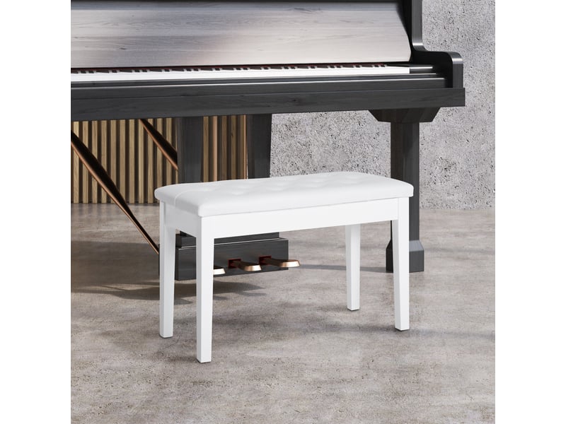  Tabouret de piano avec espace de rangement sous l'assise en cuir synthétique blanc mesurant 76 x 36 x 50 cm  - Conforama B