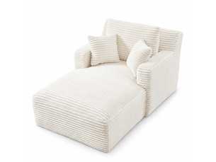 Canapé droit compressé convertible Fay Lum 1 place Velours côtelé beige