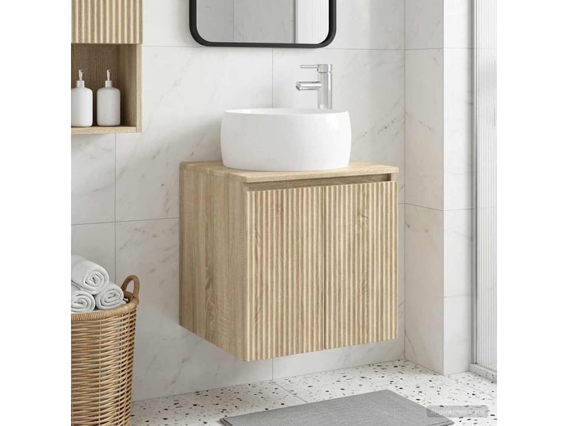 Vanité de lavabo mural, meuble de rangement chêne sonoma 49.5x44.5x66 cm shl6763 - Conforama B