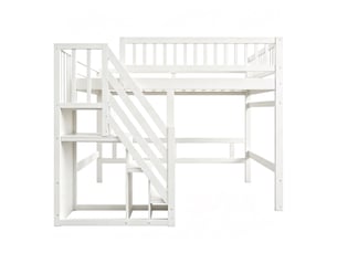 Lit mezzanine 140x200 cm <strong></strong> <strong></strong> coloris blanc
