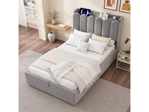 Lit coffre 90x200 cm VVBV  N634U0059G coloris gris