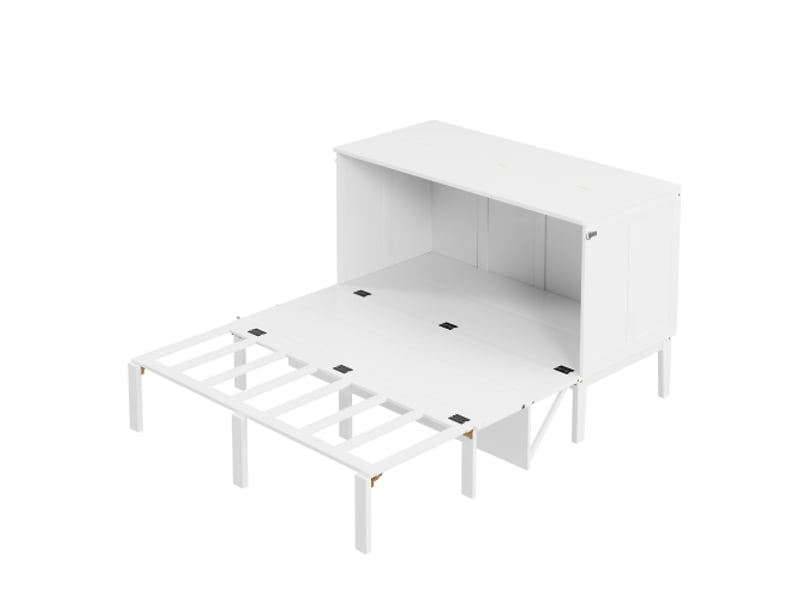  Lit adulte 140x200cm,lit escamotable,lit pliant vertical en bois massif avec espaces de rangement,blanc lit adulte blanc - Conforama D