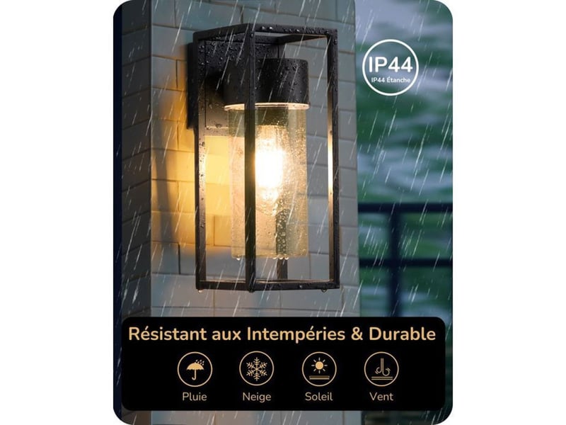  Applique murale exterieure style lanterne e27 ip44 27 x 11 cm noire alu 370618_AAAYU31891_6_DROPFR - Conforama C