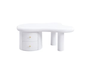 Table basse forme atypique coloris blanc ROLIPO - 64 cmx97 cm