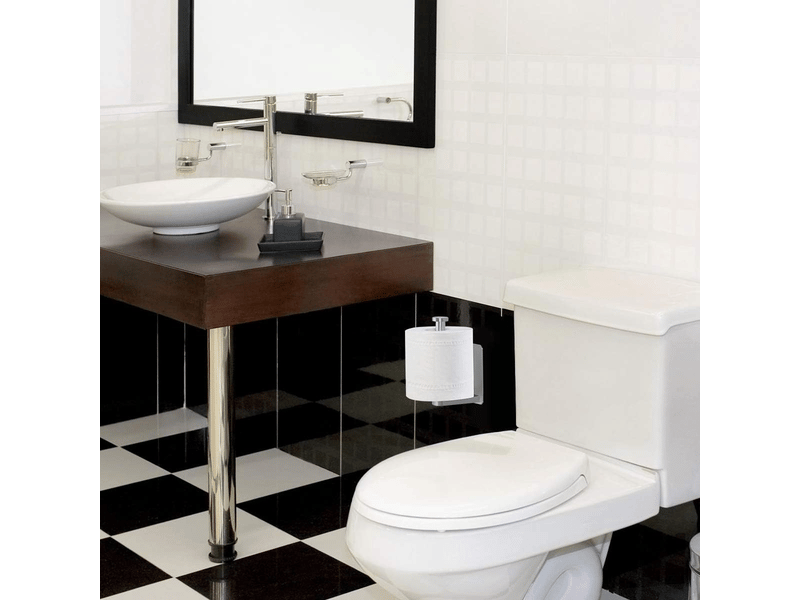  Porte-papier toilette autocollant pour cuisine ou salle de bain, sans perçage, se fixe au mur, en acier inoxydable brossé,argenté  - Conforama D