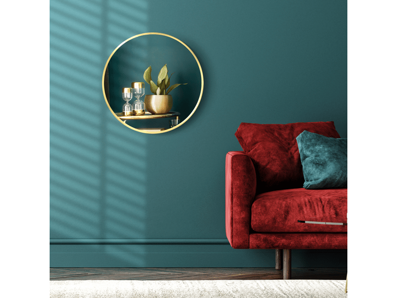  Miroir mural rond pour salle de bain, chambre, couloir, cadre en métal, couleur : or, ø50 cm  - Conforama C