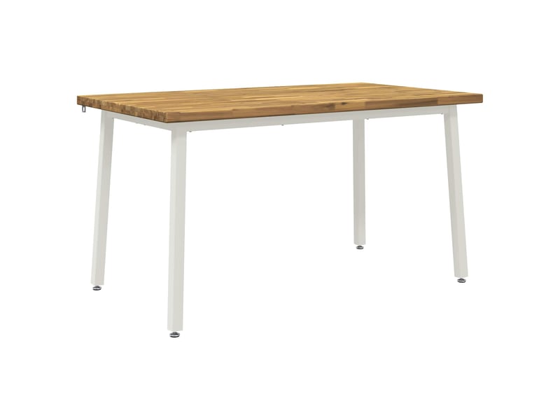 Table à manger moderne 140x70x75 cm bois d'acacia massif naturel et blanc shl94825 - Conforama A