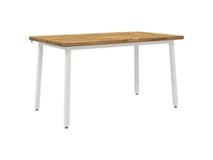 Table à manger moderne 140x70x75 cm bois d'acacia massif naturel et blanc shl94825