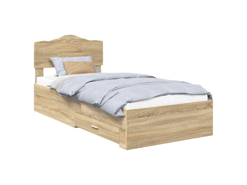  Lit simple- lit adulte -  cadre de lit chêne sonoma 70 x 190 cm bois d'ingénierie  - Conforama A