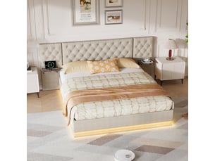 Lit coffre 140x200 cm <strong></strong> <strong></strong> coloris beige