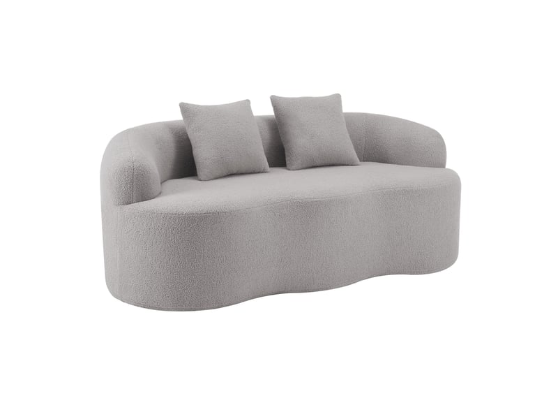  Canapé droit 2 places, silhouette courbée, coussins fournis, pour salon, confort, garnissage mousse et ressorts, gris  - Conforama A