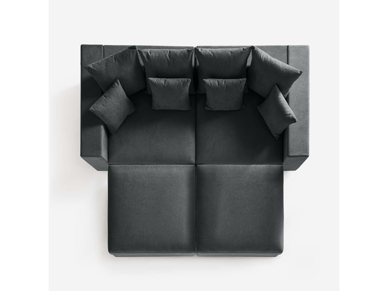  Canapé modulable déhoussable made in italy avec pouf et coussins cortina f - gris  - Conforama D