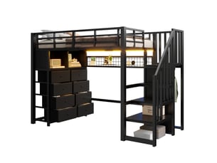 Lit mezzanine 90x200 cm <strong>OKWISH</strong>  <strong></strong> coloris noir