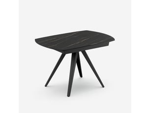 Table extensible en céramique et métal glide - effet marbre noir