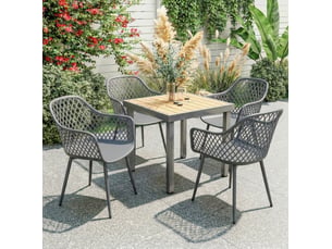 Lot de 4 chaises de jardin 56x51x84 cm avec accoudoirs anti-uv gris foncé