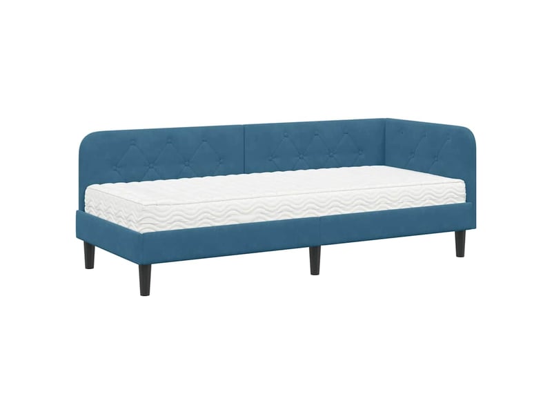  Lit simple- lit adulte -  cadre de lit d'angle bleu 80 x 200 cm velours  - Conforama A