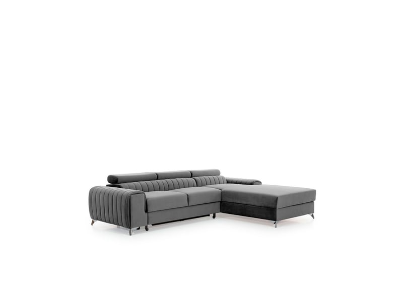  Canapé d'angle droit gris convertible 3 places jayson avec coffre  - Conforama D