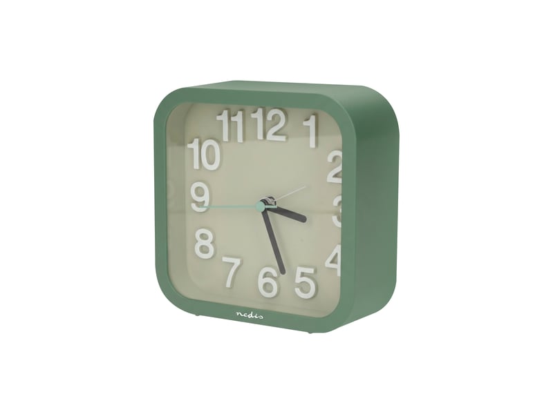 Réveil de table analogique mouvement d'horloge silencieux avec fonction snooze nedis vert CLDK1004GN - Conforama A