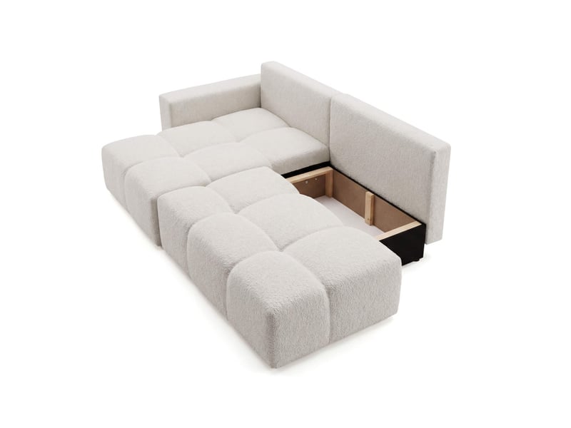  Celine - canapé d'angle fixe convertible 4 places en bouclette  - Conforama D