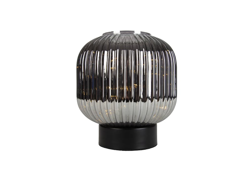  Lampe de table art déco noire avec verre fumé avec cordon lumineux e27 - karel  - Conforama A