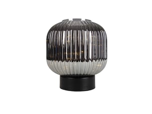 Lampe de table art déco noire avec verre fumé avec cordon lumineux e27 - karel