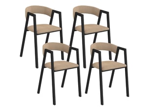Lot de 4 chaises camille en métal noir et velours taupe avec accoudoirs