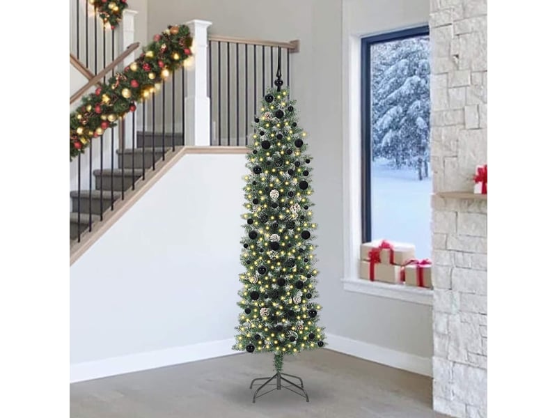  Sapin de noël - arbre de noël artificiel slim vert et blanc 240 cm  - Conforama B
