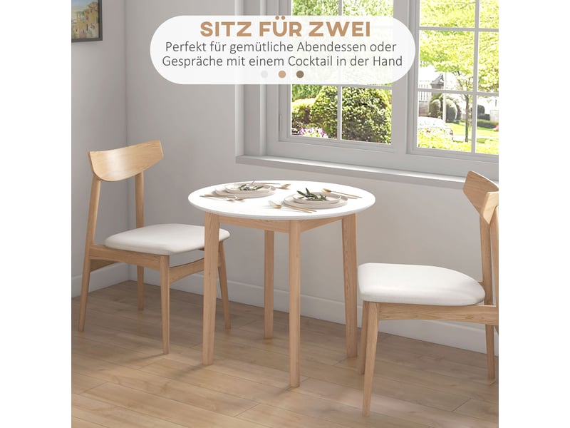  Table à manger ronde 2 personnes en pin massif blanc et naturel ø 75 x h 76 cm  - Conforama D