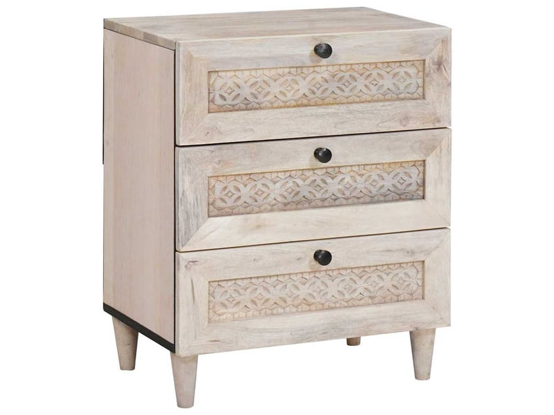 Table de chevet beige 50 x 33 x 62 cm bois d'acacia massif - Conforama B