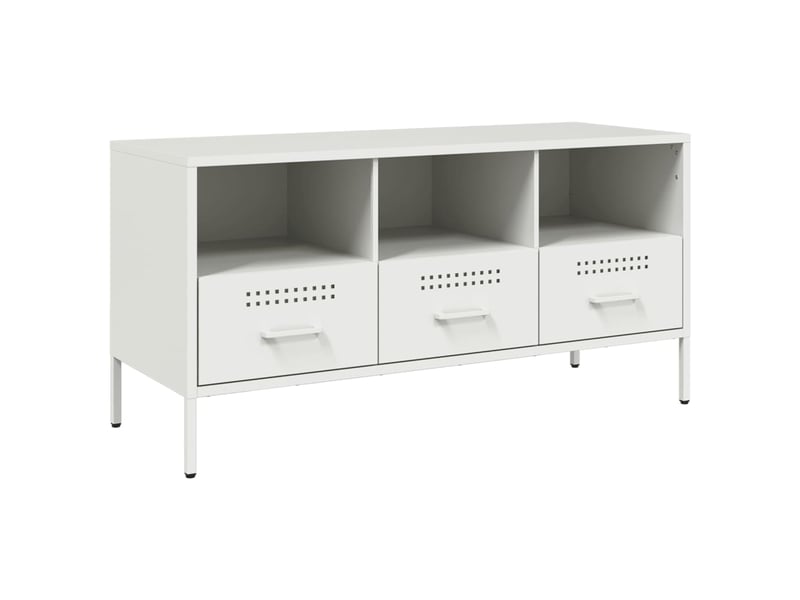  Meuble tv - banc tv - meuble de rangement blanc 100,5x39x50,5 cm acier  - Conforama A