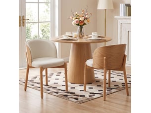 Chaise de salle à manger lot de 2 avec dossier enveloppant et assise rembourrée, en tissu, naturel
