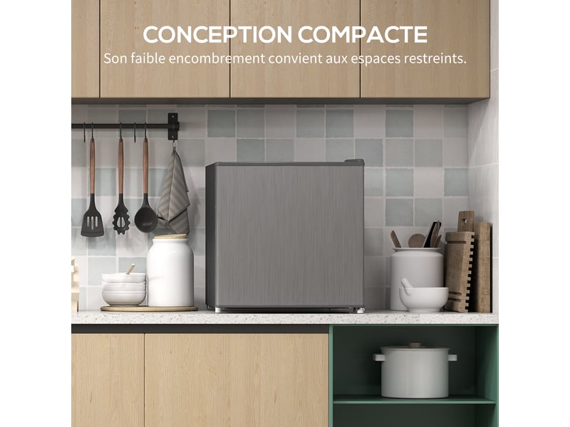 Mini congélateur température réglable de -14 à -24°c compact 35l - porte réversible classe e - 47x44,2x48,8cm - gris  - Conforama E