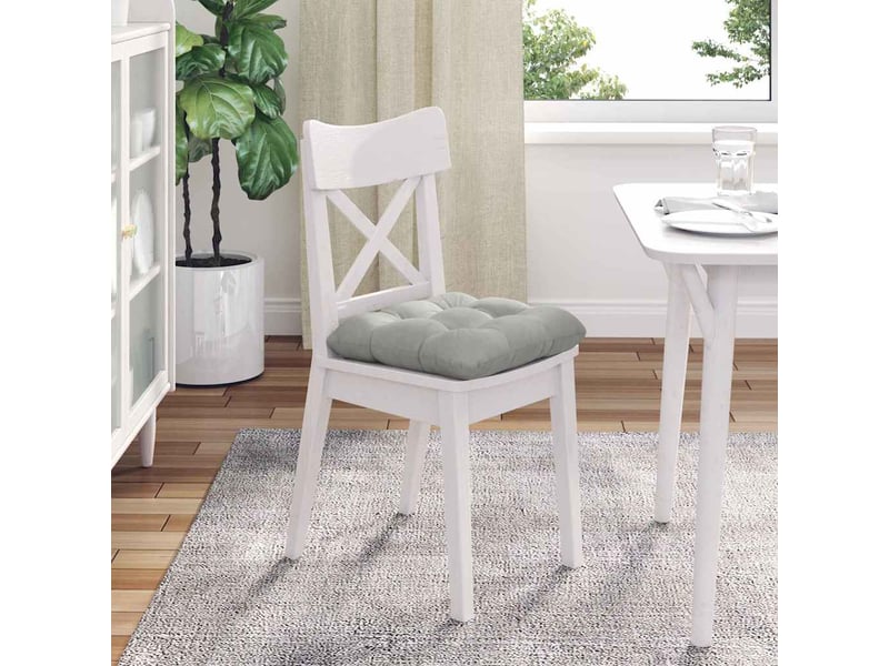Lot de 4 coussins de siège, coussins décoratifs tissu en microfibre gris clair cf59967 - Conforama D