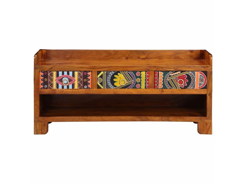  Banc à chaussures, banc de rangement avec tiroir marron miel 100x35x45 cm  - Conforama D