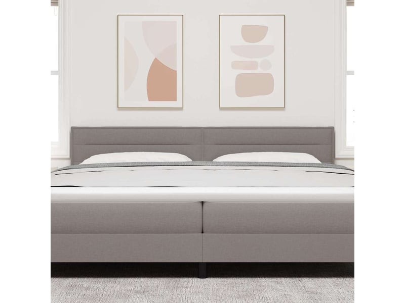  Tête de lit | panneau de tête de lit led avec bandes led taupe 200 cm tissu  - Conforama D