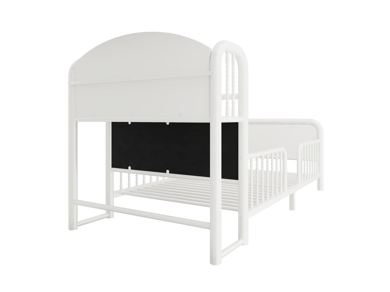  Lit enfant en métal avec garde-corps, tête de lit led, blanc, 90×200 cm  - Conforama E