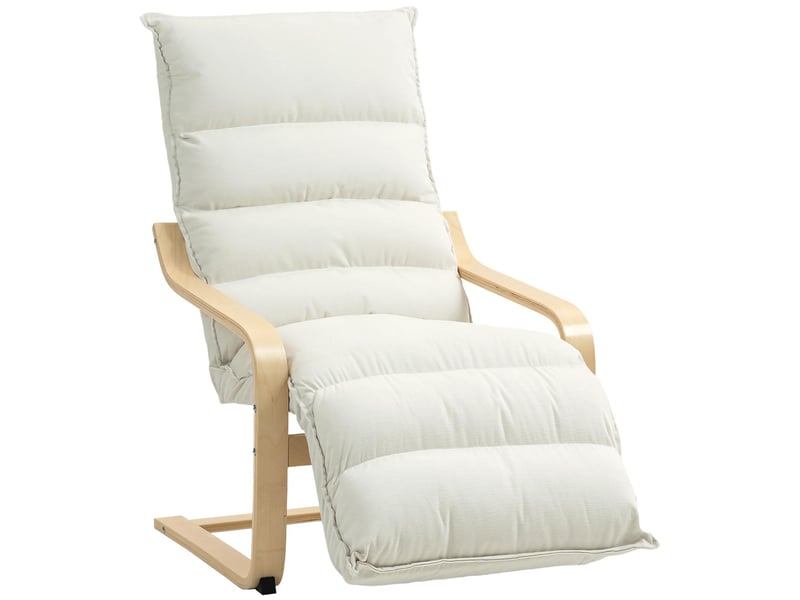 Fauteuil d'appoint en velours avec repose-pieds réglable crème 67x93x105 cm  - Conforama A
