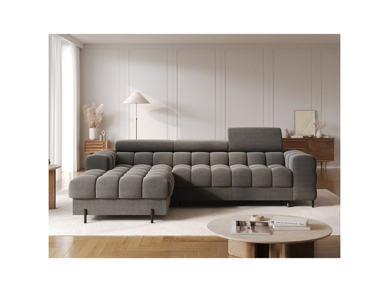  Canapé d'angle gauche convertible gris foncé confort premium 285x99x181cm filtro  - Conforama E