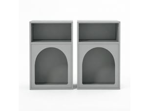 Lot de 2 tables de chevet avec étagères ouvertes, design courbé moderne